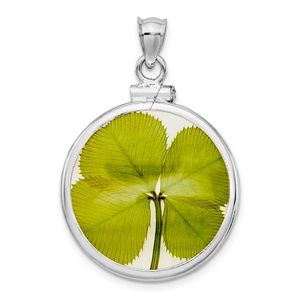925 Sterling Silver REAL 4 Leaf Clover Necklace Charm